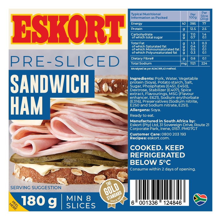 Eskort Pre-Sliced Sandwich Ham 180g